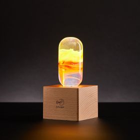 EP LIGHT FLAME LED Bulb Table Lamp, Vintage Style Wooden Table Lamp For Livingroom Bedroom