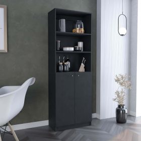 Home 2-Door Bookcase, Modern Storage Unit with Dual Doors and Multi-Tier Shelves