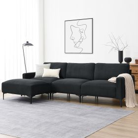 [VIDEO provided] [New] 103.5*59" Modern L-shaped Sectional Sofa, 4-seat Velvet Fabric Couch Set with Convertible Ottoman,Freely Combinable Sofa for Li