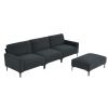 [VIDEO provided] [New] 103.5*59" Modern L-shaped Sectional Sofa, 4-seat Velvet Fabric Couch Set with Convertible Ottoman,Freely Combinable Sofa for Li