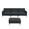 [VIDEO provided] [New] 103.5*59" Modern L-shaped Sectional Sofa, 4-seat Velvet Fabric Couch Set with Convertible Ottoman,Freely Combinable Sofa for Li