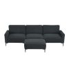 [VIDEO provided] [New] 103.5*59" Modern L-shaped Sectional Sofa, 4-seat Velvet Fabric Couch Set with Convertible Ottoman,Freely Combinable Sofa for Li