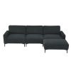 [VIDEO provided] [New] 103.5*59" Modern L-shaped Sectional Sofa, 4-seat Velvet Fabric Couch Set with Convertible Ottoman,Freely Combinable Sofa for Li