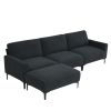 [VIDEO provided] [New] 103.5*59" Modern L-shaped Sectional Sofa, 4-seat Velvet Fabric Couch Set with Convertible Ottoman,Freely Combinable Sofa for Li