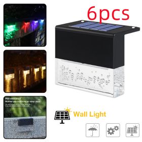 Waterproof New RGB LED Solar Light Step Fence Light (Option: Black6PC)